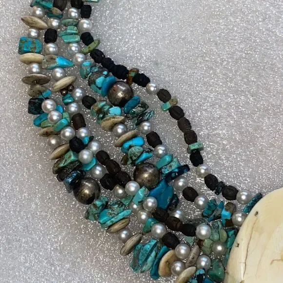 Bespoke Vintage Bone & Turquoise Organic Statement Necklace!